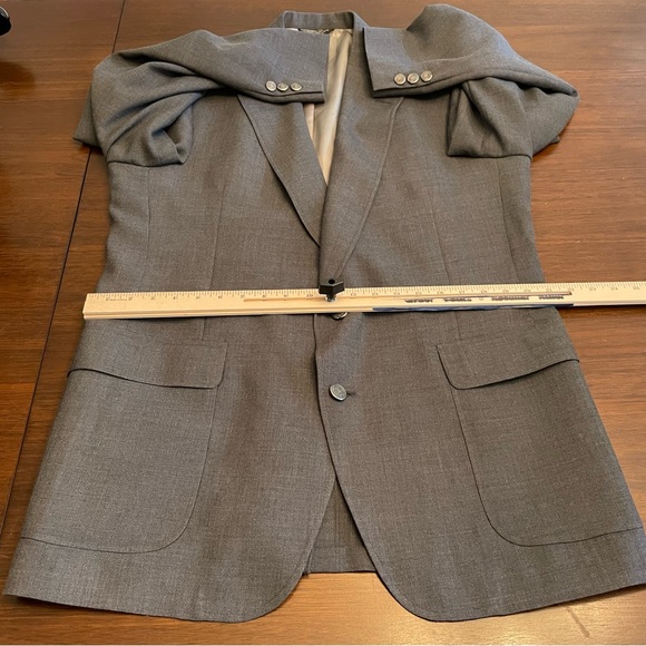 Sansabelt Jaymar Ruby 44R Blazer Patch Pockets Gray Silver Metal Buttons Crown - Picture 8 of 9